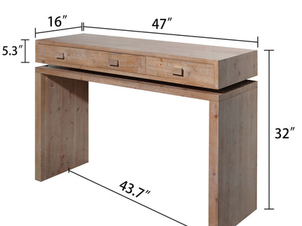 Rustic Wood Console Table With 3 Drawers Entryway Table For Hallway, Foyer, Or Office - Natural / Natural & Light Brown / Natural Wood / Natural Wood Wash / Natural / Rustic