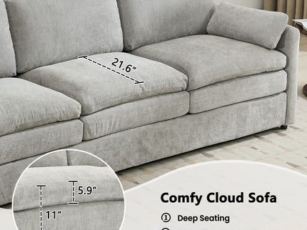 Cozy Upholstered 3 Seater Sofa With Double Cushion