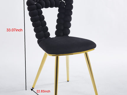 Modern Chair With Iron Tube Legs, Soft Cushions And Comfortable Backrest, Suitable For Dining Room, Living Room, Cafe, Hairball Back