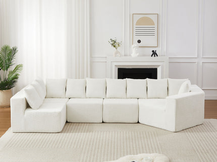 L - Shaped Modular Sofa With Deep Seat And 11 Pillows