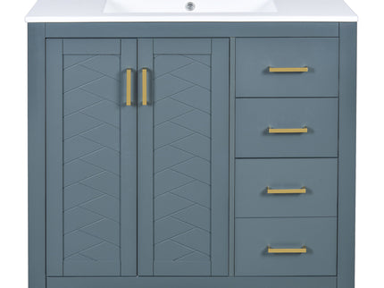 Bathroom Vanity With Sink Combo, Storage Cabinet, Freestanding Set With 3 Drawers & Soft Closing Doors