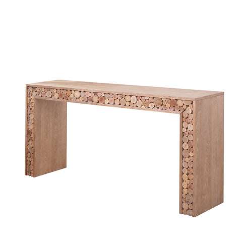 Rustic Wood Console Table With Natural Log Accents, Entryway Table, Narrow Sofa Table, Hallway Accent Table, Modern Farmhouse Style - Natural