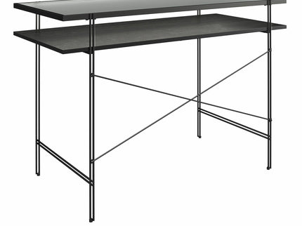 Vance - Computer Desk With Fluted Glass Desktop - Black