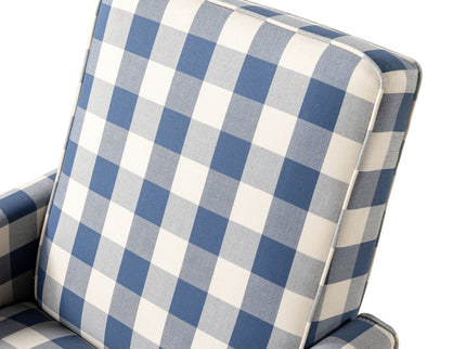 Buffalo Plaid Push Back Recliner Chair For Living Room - Blue / White