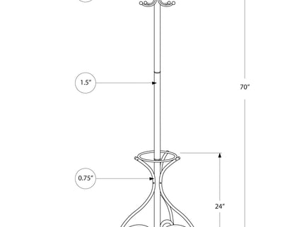Coat Rack, Hall Tree, Free Standing, 12 Hooks, Entryway, 70"H, Umbrella Holder, Contemporary & Modern
