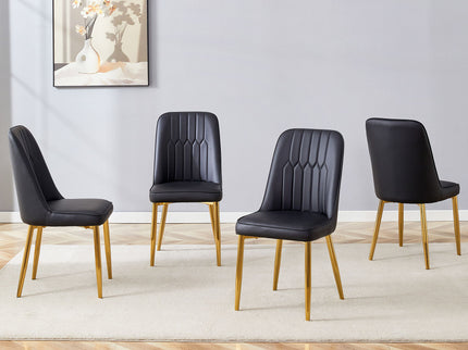 Modern Dining Chairs With Metal Legs And Simple Line Design On Backrest