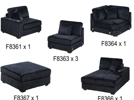 Contemporary Style Modular Sectional Sofa Set With USB, Cup Holder