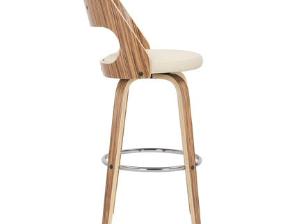 Cecina - Mid-Century Modern Fixed Height Barstool With Swivel (Set of 2) - Zebra / Cream