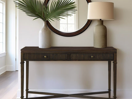 Fluted - 2 Drawer Storage Console Table - Brown