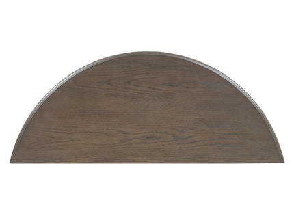 Half Moon Console Table With Drawer & Shelf For Living Room - Walnut