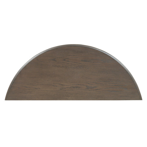 Half Moon Console Table With Drawer & Shelf For Living Room - Walnut