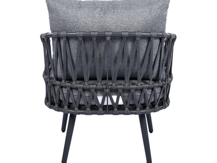 4 Piece Outdoor Patio Furniture Set, Metal Chairs With Woven Rope U Shaped Backrest