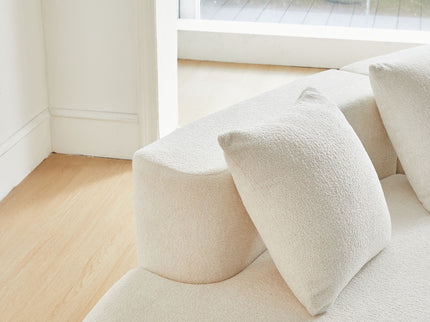 Curved Boneless Couch, Half Moon Sofa, 5 Seat Couch With High Density Foam Filled For Living Room - White