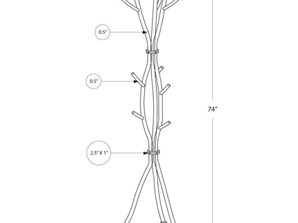 Coat Rack, Hall Tree, Free Standing, 11 Hooks, Entryway, Contemporary & Modern