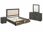 Dark Gray / 4 Pc. Bed, Nightstand, Dresser, Mirror / Queen