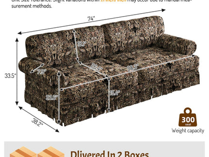 Luxuriously Comfortable Cloud Couch Sofa With Elegant Rolled Arms & Pleated Skirt Design