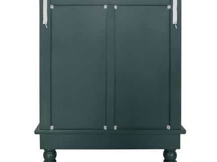Hollow Carved 3 Drawer Dresser With Metal Handles, Storage Chest For Living Room Or Bedroom - Blackish Green