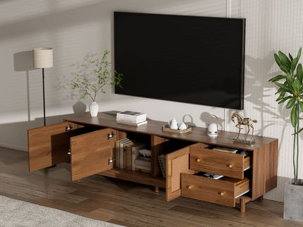 70" TV Stand With Beveled Edge Design - Brown