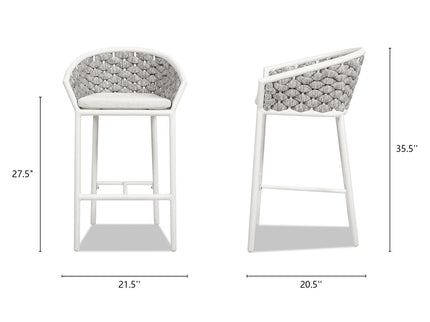 Rowan - Rope Barrel Low Back Patio Counter Stool (Set of 2) - Optic White