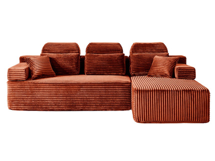 Sectional Sleeper Sofa & Storage Pockets, Modular Couch With Throw Pillows For Living Room