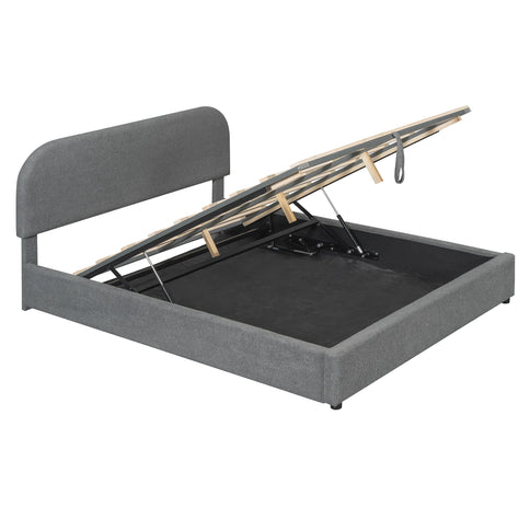 Upholstered Platform Bed With Hydraulic Storage System