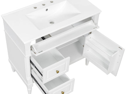 Freestanding Bathroom Vanity With Sink, Adjustable Shelf, Flip Drawer
