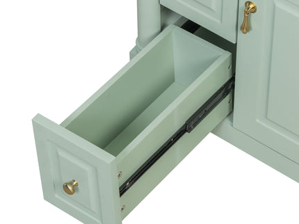 Freestanding Bathroom Vanity With Sink, Adjustable Shelf & Flip Drawer