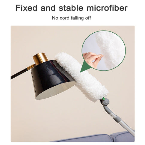 Long Handle Duster With Extension Bar, Home Dust Collector - White