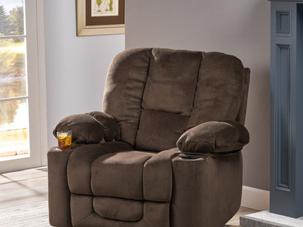 Luxurious Manual Recliner Chair With Skin-Friendly Fabric And Dual Cup Holders