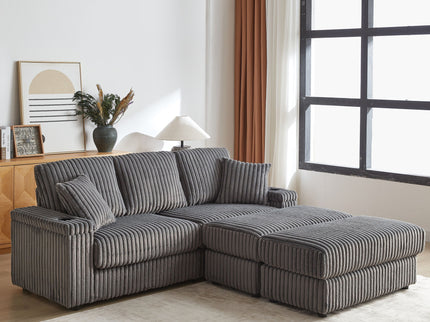 3 Seater Sofa With 2 Ottomans For Living Room