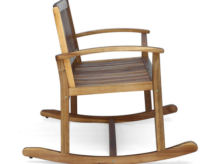 Outdoor Rocking Loveseat With Acacia Wood Frame - Natural