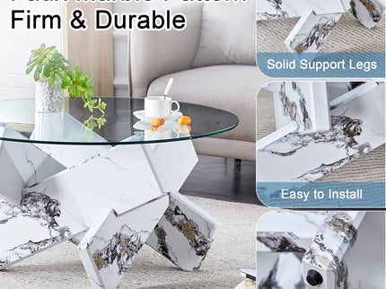 Modern Round Glass Coffee Table With Tempered Glass