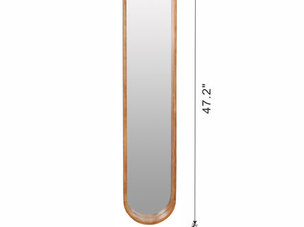 Decorative Rubber Frame Mirror With Elongated Oval Frame - Brown
