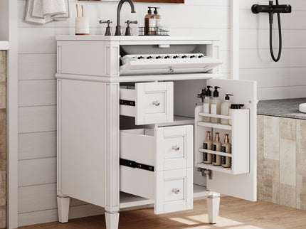 Bathroom Vanity With Top Sink, Storage Cabinet With 2 Drawers And Tip-Out Drawer