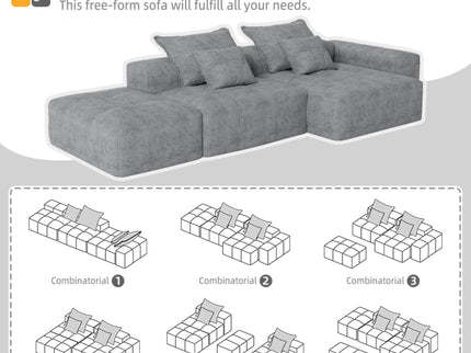 Modern Oversized Diy Combination Modular Sectional Sofa With Pillows