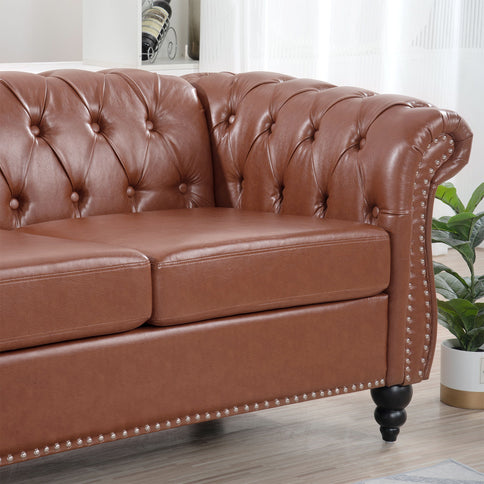 Rolled Arm Chesterfield 3 Seater Sofa