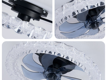 LED Light Source And Remote Control, 3000 - 6500K Dimmable Flush Mount LED Fan Light, 6 Speeds, Quiet DC Motor - Matte Black
