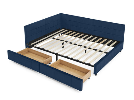 Upholstered Bed Frame With Tufted Backrest And Armrests