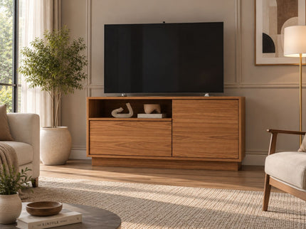 TV Stand For TVs Up To 45" With 1 Door, 1 Drawer, 1 Open Shelf - Oak