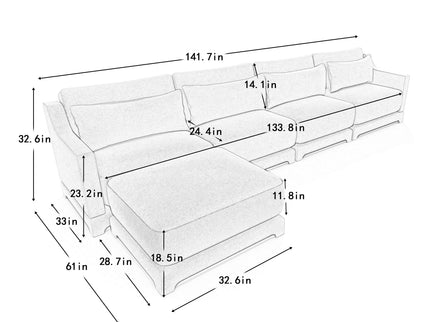 Stylish Sofa With Ottoman And Lumbar Pillows, Ergonomic Design