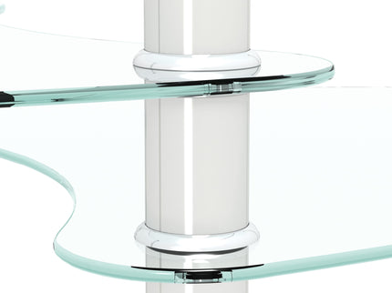 Transparent Oval Glass Coffee Table, Modern Table In Living Room Oak Wood Leg Tea Table 3-Layer Glass Table
