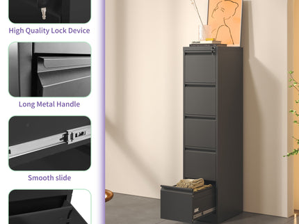 Steel Drawer Vertical File Cabinet With Lock For A4 Legal / Letter Size