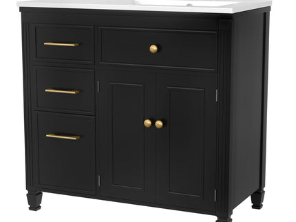 Bathroom Vanity With Sink, 1 Tip Out Drawer, 3 Side Drawers, Adjustable Shelf