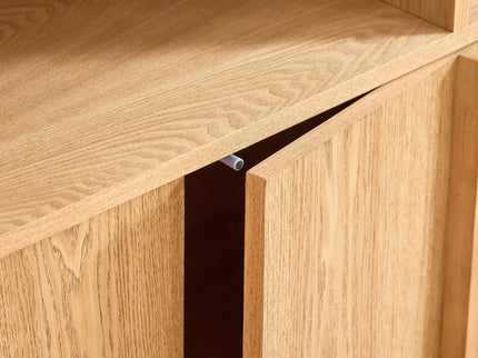 Fluted Sideboard Buffet Cabinet With 2 Doors And Adjustable Shelf, Storage Cabinet For Entryway