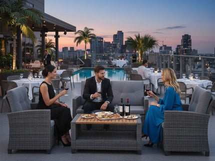 Modern All-Weather Patio Set With Cushions And Table