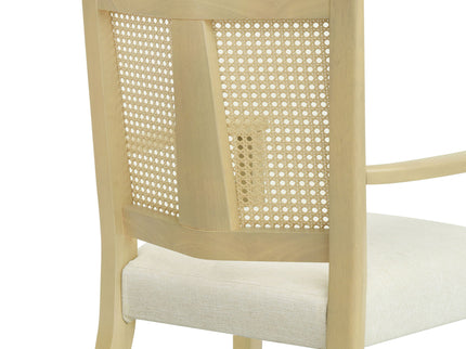 Mid Century Modern Arm Dining Chairs With Rattan Backrest