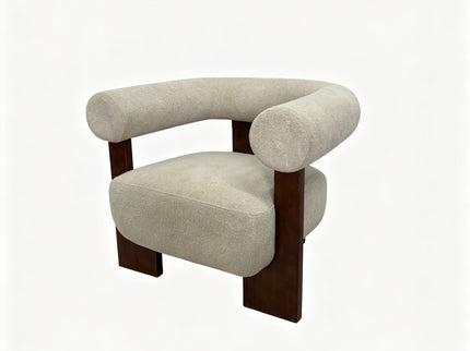 C - Shaped Chunky Arm Accent Chair - Beige / Brown