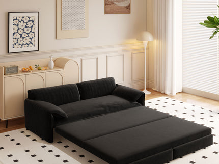 Pull Out 3 In 1 Convertible Sleeper Sofa With Side Storage, Multi Functional