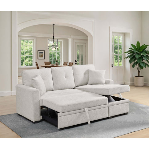 Upholstered Sectional With Pull Out Bed And Chaise Storage