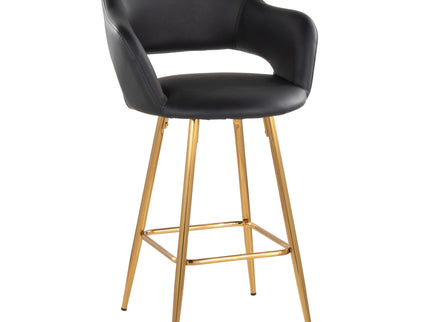 Margarite - Contemporary Fixed Height Counter Stool With Footrest (Set of 2) With Square
